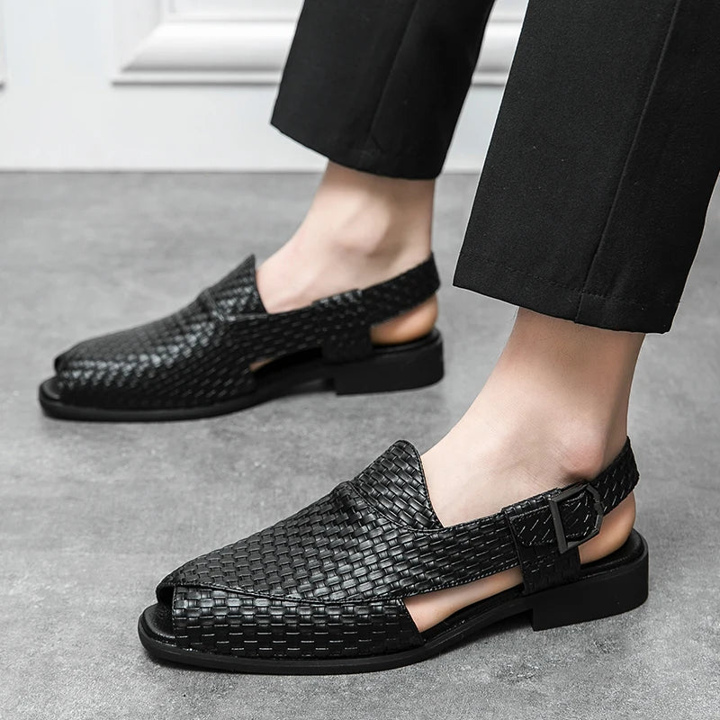 Men Braided Design Slingback Dress Shoes Fashion Outdoor Dress Shoes