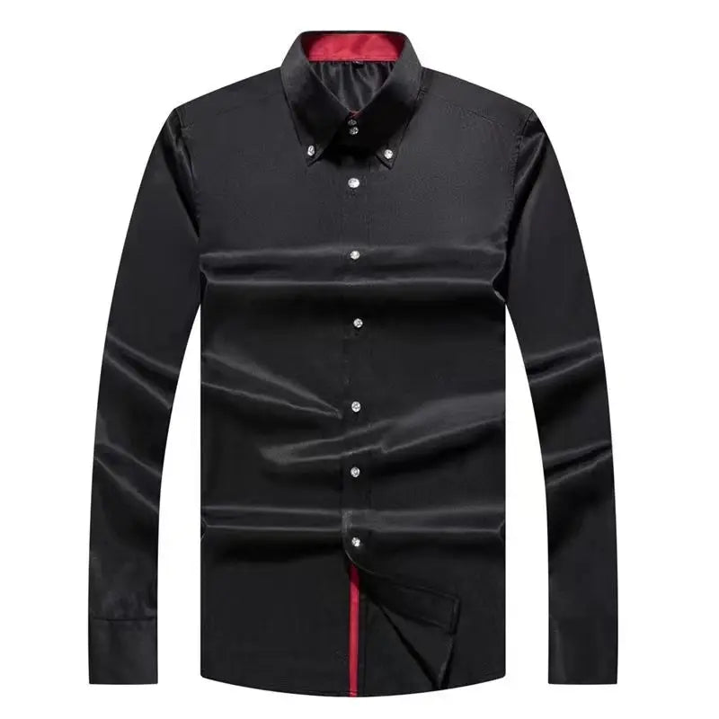 Premium Quality White Shirts for Men - Non-iron Wrinkle Resistant Dress Shirt Long Sleeve New Solid Male Clothing Black Navy