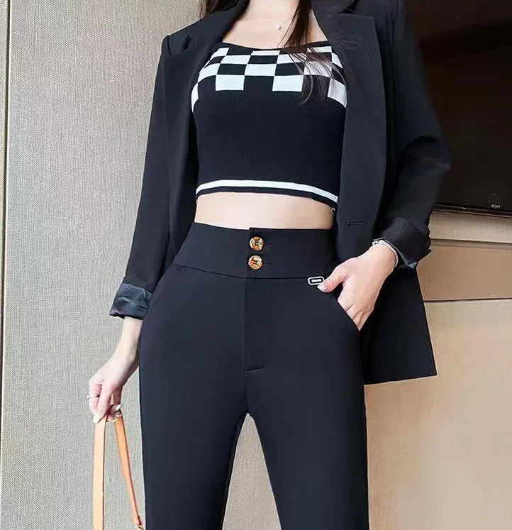 Pants for Women Long Woman Trousers Slacks High Waist Trends 2025 90s Elastic Quality G Korean Fashion New In Classic Casual Xxl