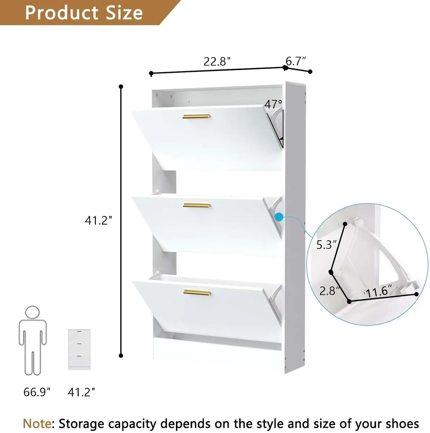 Shoe Cabinet for Entryway Set of 2Narrow Cabinet with 3 Flip Drawers,Wood Hidden Shoe Storage,Freestanding Organizer for Hallway