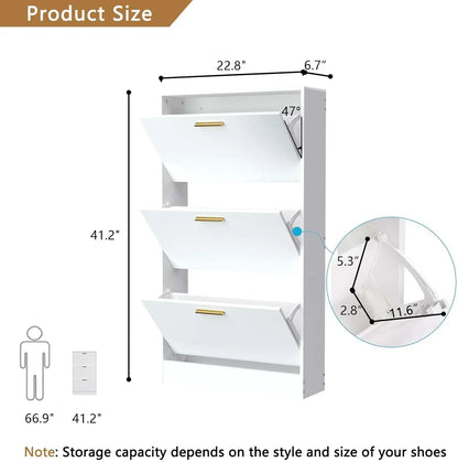 Shoe Cabinet for Entryway Set of 2Narrow Cabinet with 3 Flip Drawers,Wood Hidden Shoe Storage,Freestanding Organizer for Hallway