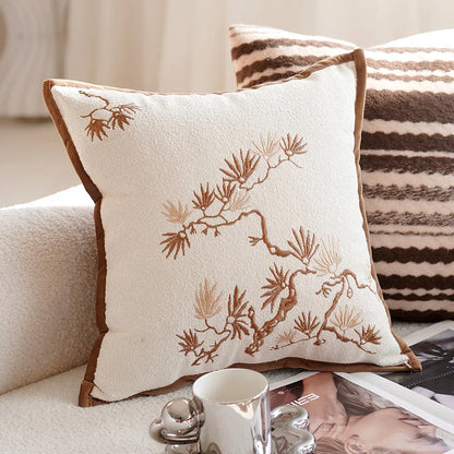 30X50/45x45CM Embroidered Bamboo Leaf Throw Pillow Cover Stamping Waist Cushion Cover Decor Home Decorative Pillowcase