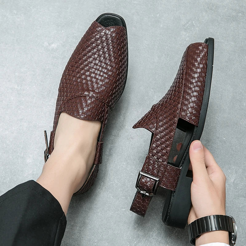 Men Braided Design Slingback Dress Shoes Fashion Outdoor Dress Shoes