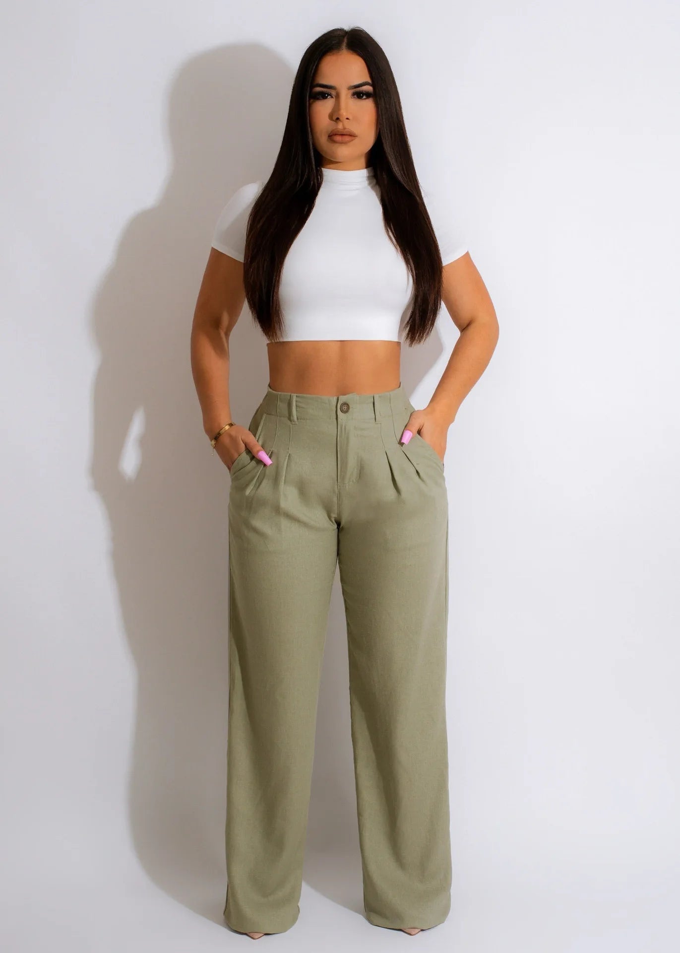 CM.YAYA Fashion Women Straight Wide Leg Zipper Fly Draped High Waist Tailored Trousers 2023 Summer OL Work Street Pants