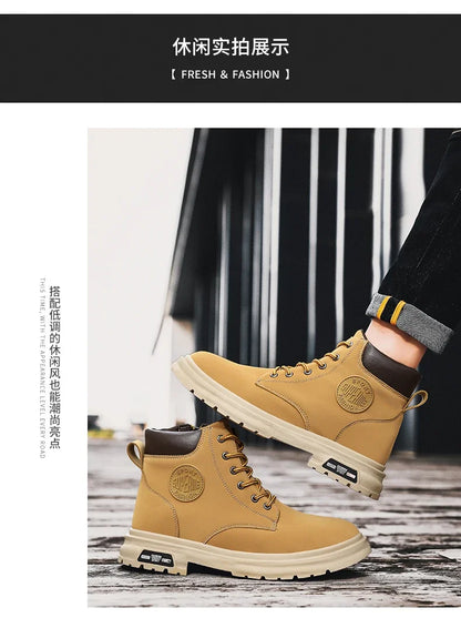 Platform Boots Men Dress Booty Man Men's Leather Winter Shoes Casual Sneakers Men's Safety Shoe Brown Boot High Heel Ankle Boots