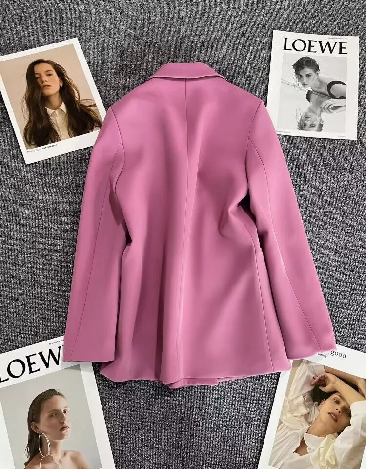 Office Lady Elegant Single Button Blazer For Women 2023 Autumn Long Sleeve Slim Stylish Jackets Winter Casual Chic Tops Coats