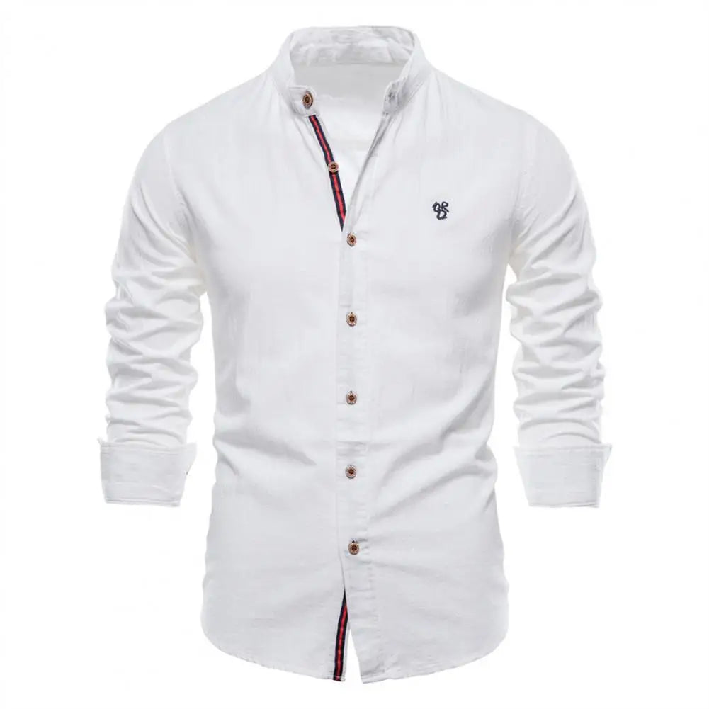 Men's Shirt Slim Fit Cotton Blend Long-Sleeved Stylish Breathable Easy-Care Summer Autumn Men's Shirts