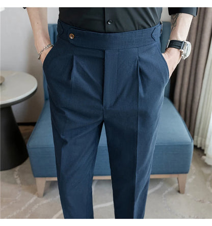 Men's Summer Pants Fashion Naples Cotton&Linen Breathable Dress Pants For Men All Match Casual Straight Men's Trousers Formal