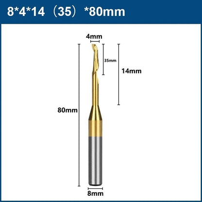 XCAN  Aluminum Spiral End Mill 8mm Shank HSS Milling Cutter Single Flute CNC Router Bit TiN Coated End Mill for Wood Cutting