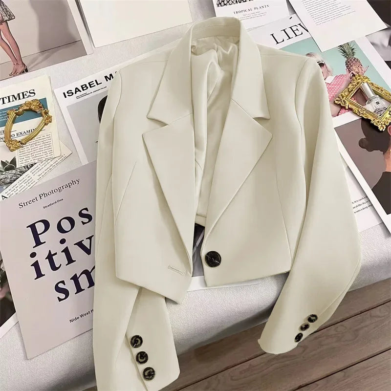 Blazer Woman Spring New Solid Color Temperament Suit Jacket Fashion Trend Suit Elegant Outerwears Korean Reviews Many Clothes