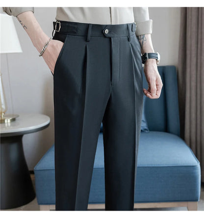 Men Dress Pants Trousers 2024 Autumn New British Style Straight Slim Fit formal Suit Pants Solid Casual Fashion Men Clothin