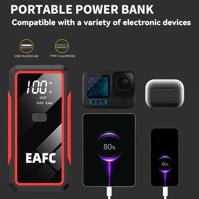 Démarreur de saut de voiture 2000A/1200A/600A, démarreur de batterie de voiture, chargeur de batterie externe Portable 12V, dispositif de démarrage d'urgence automatique Booster
