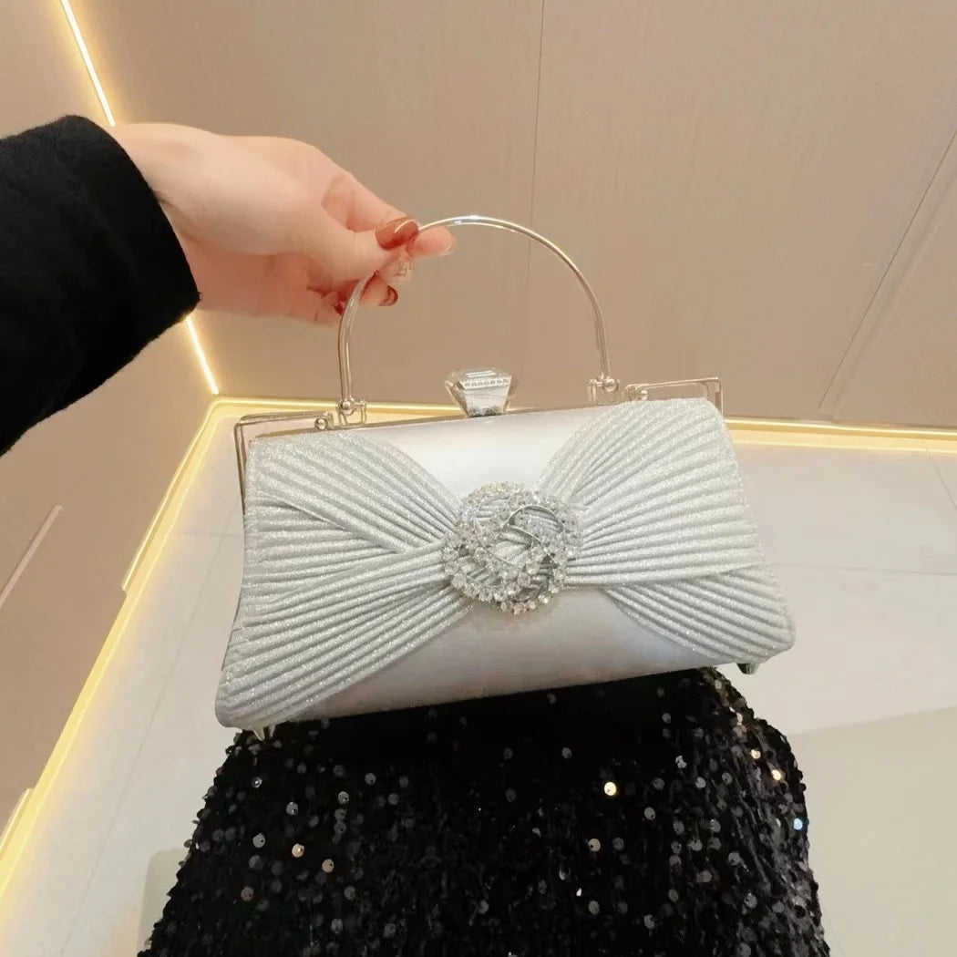 Women's Dinner Wedding Bag Studded Diamond Shoulder Crossbody Sequin Clutch Bag