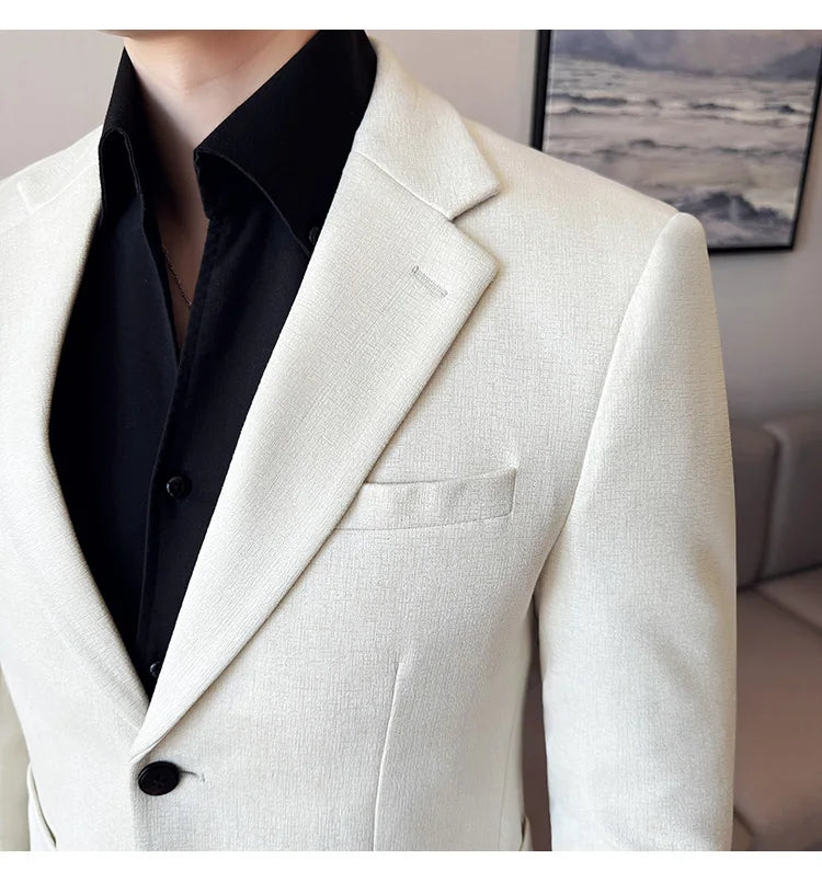 Suede Blazer Men's Fashionable Slim Fit Suit Jacket High-quality Single Breasted Business Dress Formal Jacket Blazer Hombre