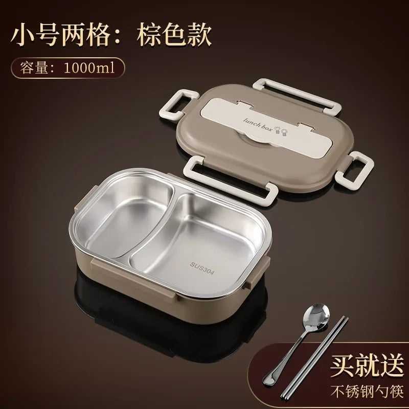 304 stainless steel compartment insulated lunch box office worker students sealed portable bento Microwae Heating food container