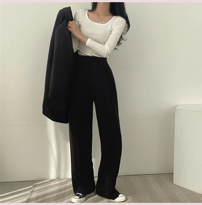 Fashion 2024 Spring and Autumn Small Suit Retro jacket slim 2-piece Set For Women Korean Style Casual Top and Pants Suit