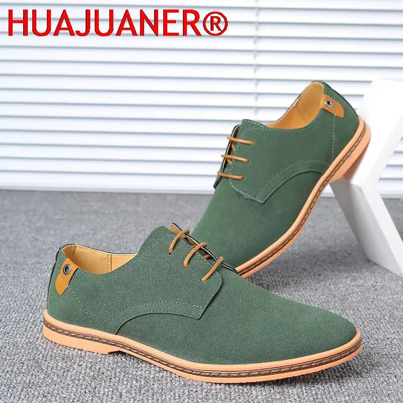 2023 Spring Suede Leather Men Shoes Oxford Casual Shoes Classic Sneakers Comfortable Footwear Dress Shoes Large Size Flats