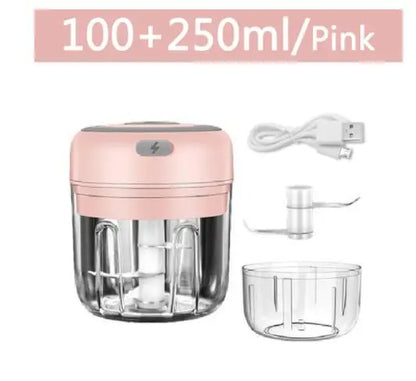 100/250mL Mini Electric Garlic Chopper Vegetable Chili Meat Ginger Masher Machine Sturdy Durable USB Charging Blenders Kitchen