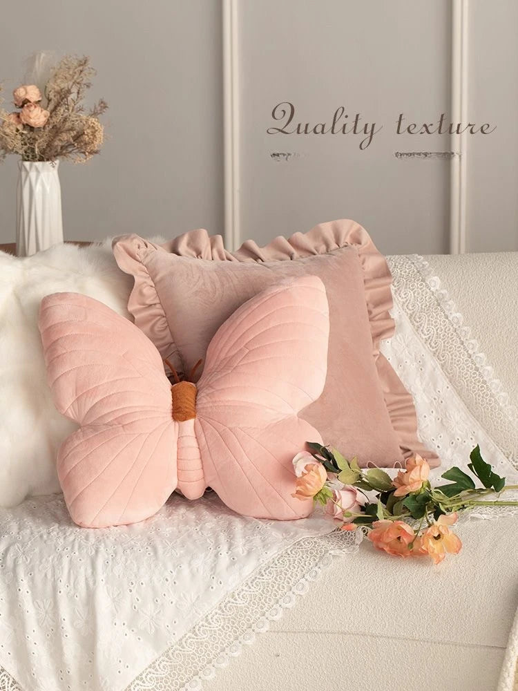 Butterfly Pillow Cute Ins Sofa Pillow Soft Pink Butterfly Pillow Decoration Home Bedhead Portable Pillow Creative Alien Pillow