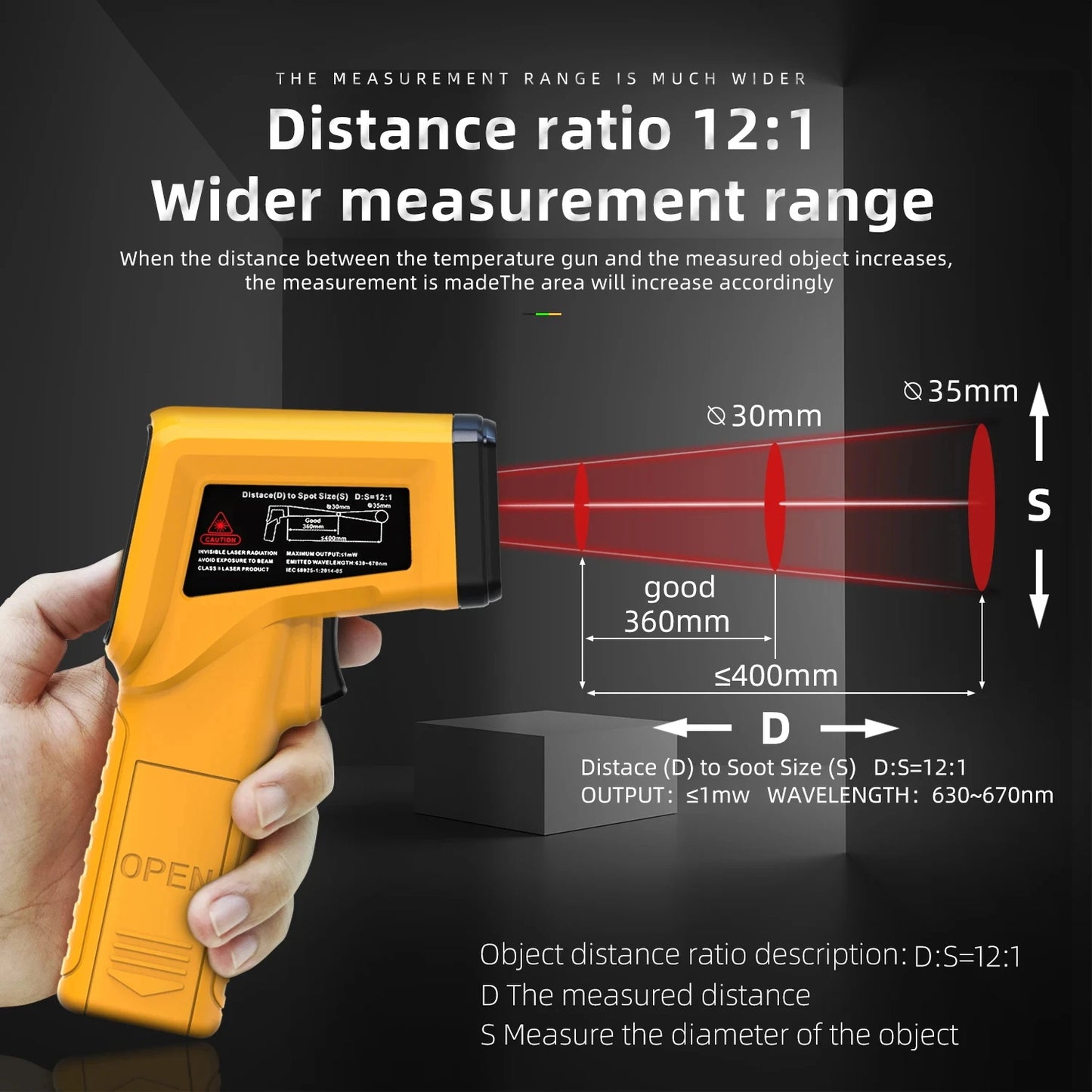 -50~530C Infrared Thermometer Professional 12:1 Digital IR-LCD Temperature Meter Non-contact Laser Thermometers Pyrometer