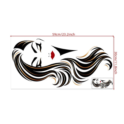 Beauty Female Face Wall Sticker Decal Beauty Studio Wallpaper Cosmetic Makeup Wall Art Sticker Mural Removable Salon Decoration