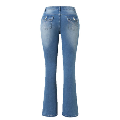 2024 New Women's Stretch Boot Cut Jeans Fashion Slim Fit Hip-Lifting Denim Flared Pants Casual Women's Trousers