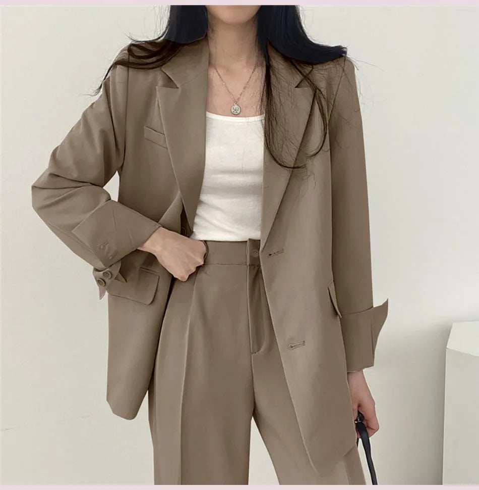 Fashion 2024 Spring and Autumn Small Suit Retro jacket slim 2-piece Set For Women Korean Style Casual Top and Pants Suit