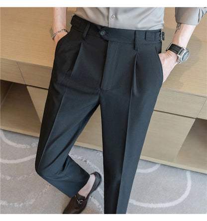 Men Dress Pants Trousers 2024 Autumn New British Style Straight Slim Fit formal Suit Pants Solid Casual Fashion Men Clothin