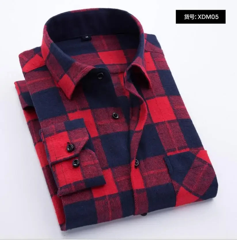 2025 New Men Flannel Plaid Shirt Soft Comfort Slim Fit Styles Brand For Man Cotton Spring Autumn Casual Long Sleeve Shirts