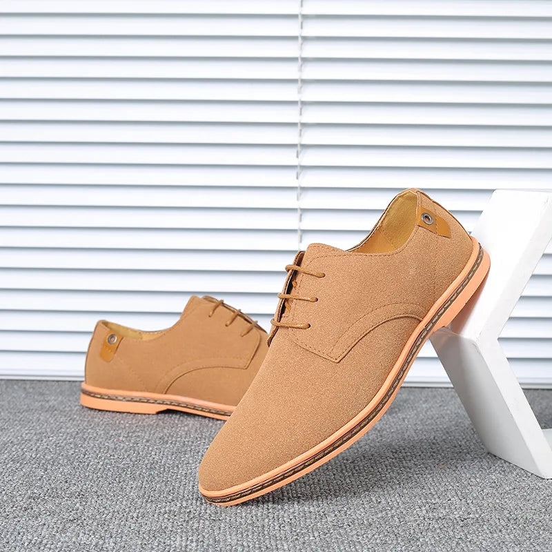 2023 Spring Suede Leather Men Shoes Oxford Casual Shoes Classic Sneakers Comfortable Footwear Dress Shoes Large Size Flats