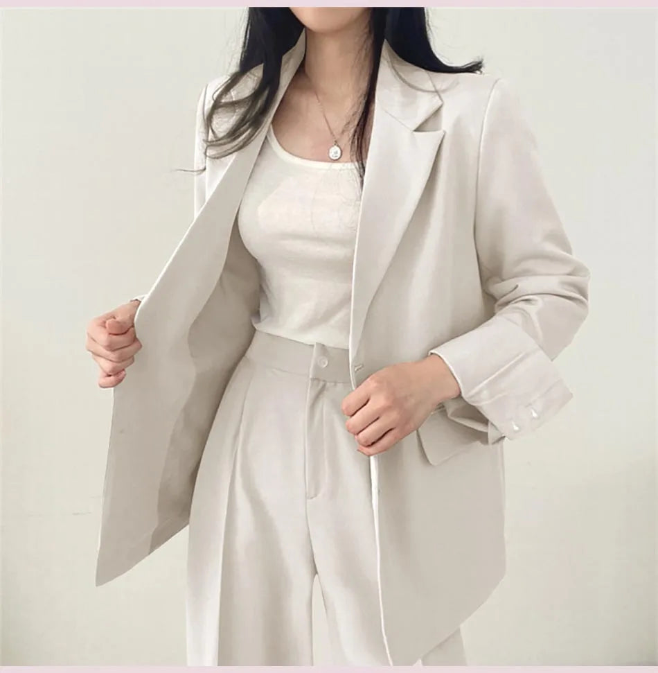 Fashion 2024 Spring and Autumn Small Suit Retro jacket slim 2-piece Set For Women Korean Style Casual Top and Pants Suit