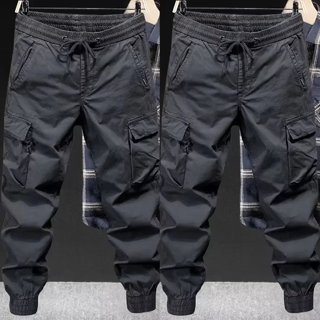 Trendy Brand Casual Cargo Pants Men's Loose Fit Solid Color Cargo Pants American Style Casual for Spring Autumn