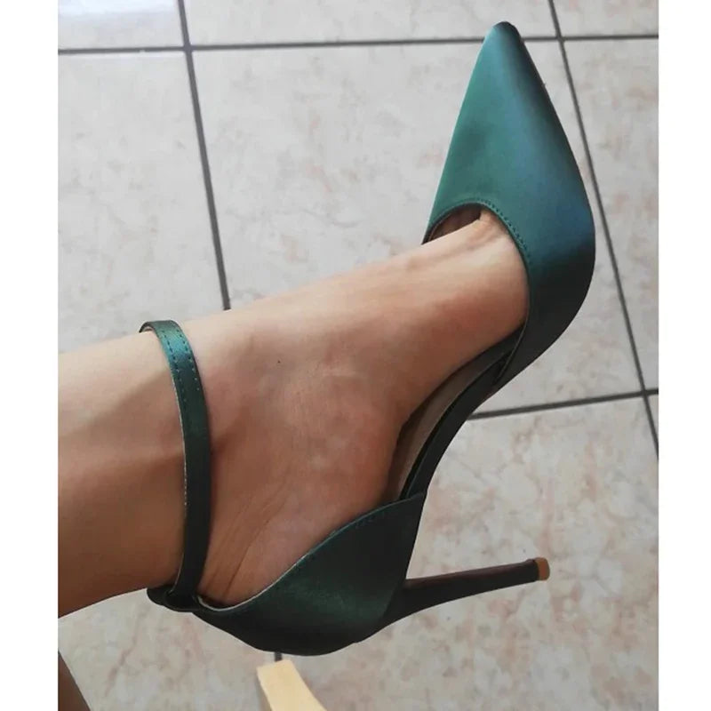 Summer Women 10cm High Heels Sandals Lady Wedding Bridal Scarpins Silk Heels Fetish Pumps Blue Green Pink Strappy Fashion Shoes