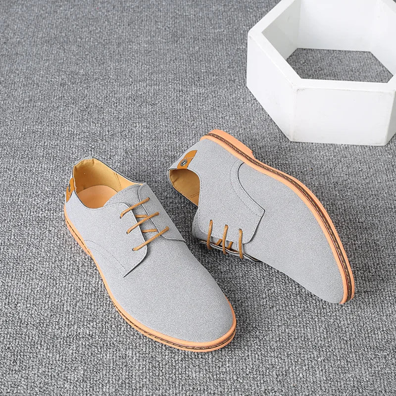 2023 Spring Suede Leather Men Shoes Oxford Casual Shoes Classic Sneakers Comfortable Footwear Dress Shoes Large Size Flats