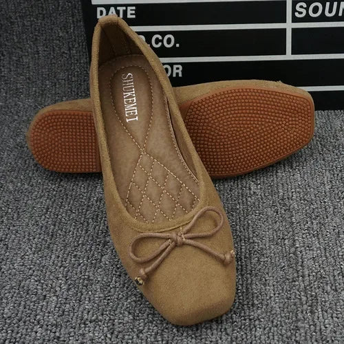 2025 Spring and Autumn New Fashionable Versatile Ballet Flat Shoes Comfortable Pregnant Women's Large Casual Women's Shoes