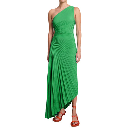 Women Elegant Long Dress Summer Sleeveless One-shoulder Pleated Hollowed Irregular Dress for Cocktail Party Beach Sundress Y2K