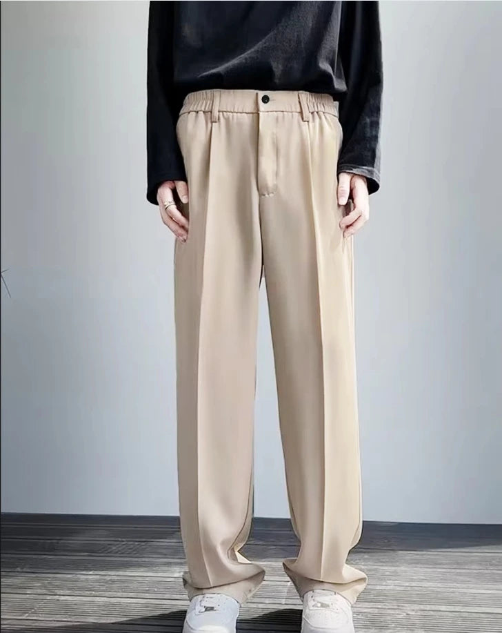 Light mature style autumn and winter new men's wide cut drape straight leg pants