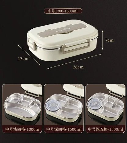 Insulated Lunch Box 304 Stainless Steel Lunchbox Office Worker Students Sealed Portable Bento Microwave Heating Food Container