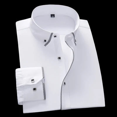 2023 Spring/Autumn Men's Slim Fit Long Sleeve Dress Shirt Europe Business Causal Border Shirt High Quality Wedding Grooms Shirts