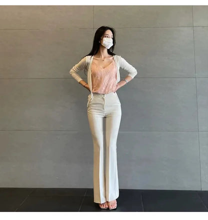 WOMENGAGA Fashion Sexy Pants Korea Slim High Waist Sexy Slightly Slim Casual Pants For Women Elegant And Mature Women D45B