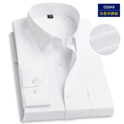 8XL Pure Color Office Formal Business  Social Work Classic Shirt Longsleeve Shirt for Men Casual Men's White Dress Shirt Black