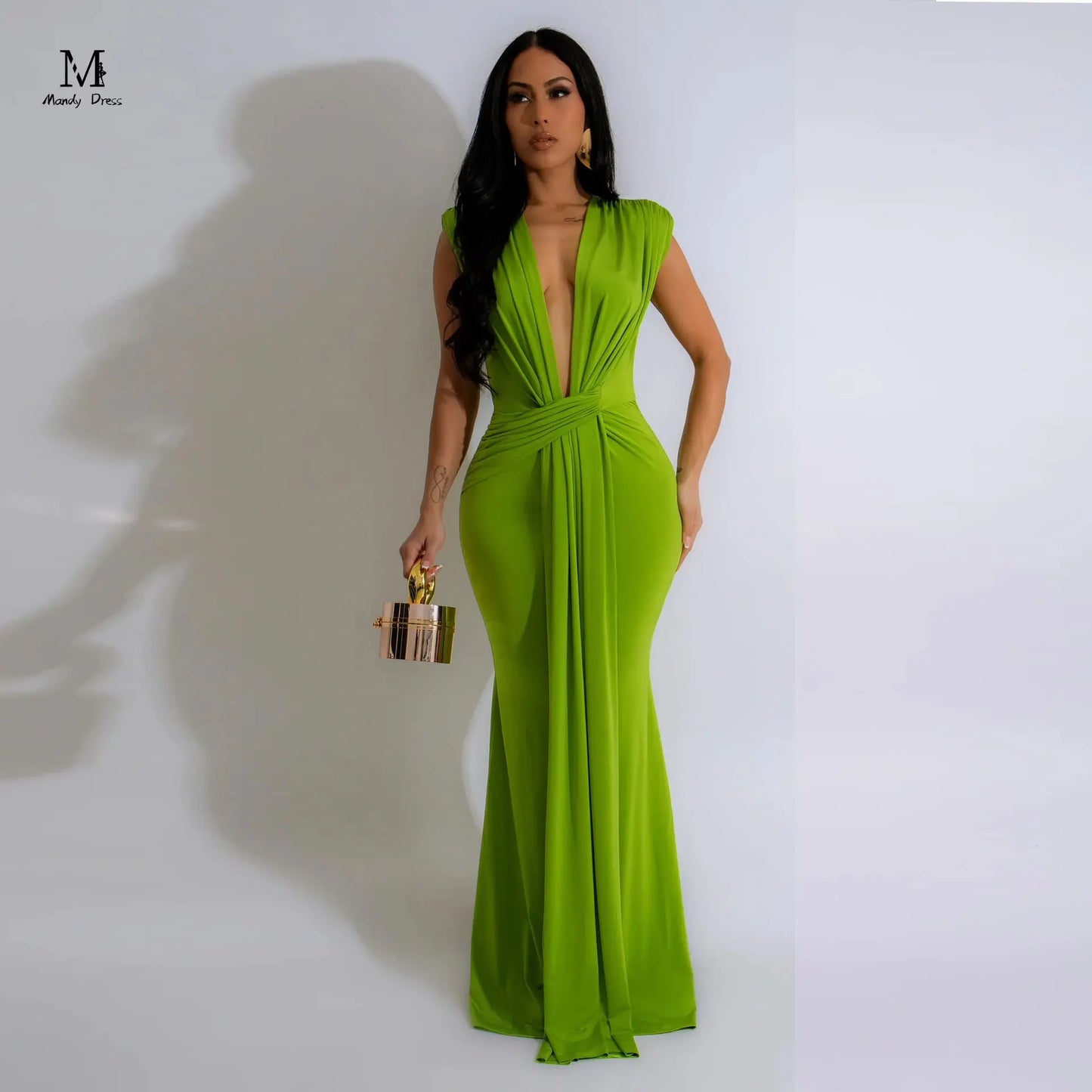 Elegant Women Evening Maxi Dress Sleeveless Deep V-neck Bandage Bodycon Gown Summer Fashion Sexy Lady Long Dresses