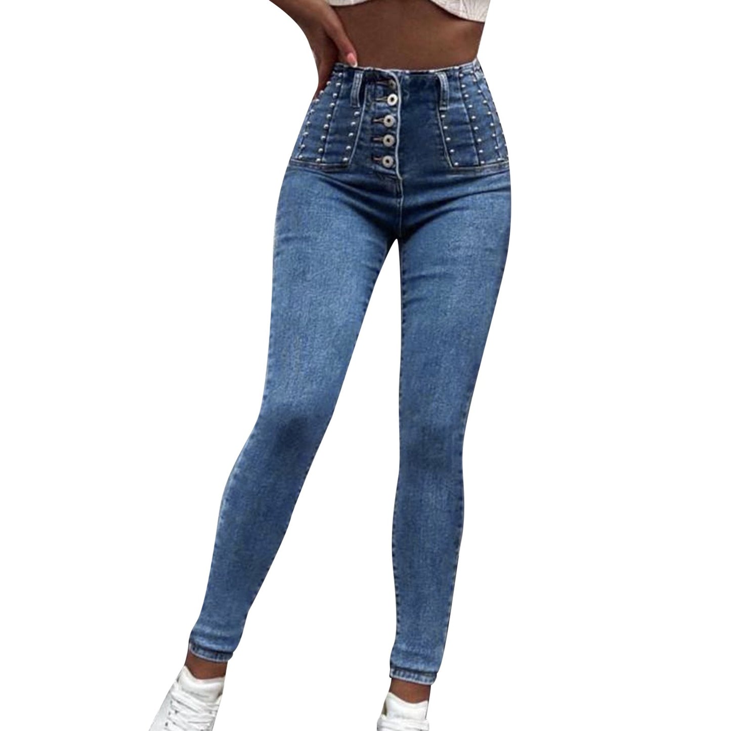 Cargo Pants Women High Waist Jeans Pearl Breasted Women's Jeans Jeans For Women High Waist Plus Size Pantalones De Mujer