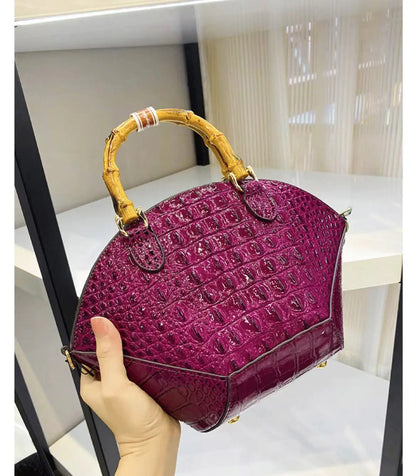 Luxury Designer Brand High Quality Cowhide Crocodile Fashion Bamboo Handbag for Women Shell Shoulder 가방 Crossbody Bag Hot Sale