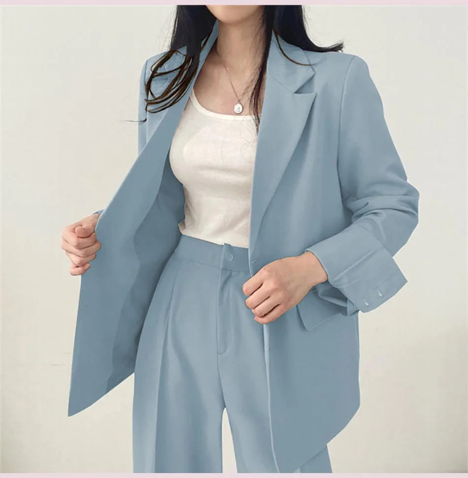 Fashion 2024 Spring and Autumn Small Suit Retro jacket slim 2-piece Set For Women Korean Style Casual Top and Pants Suit