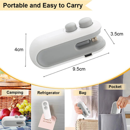 Sealing Machine Rechargable 2 In 1 Bag Mini Heat Sealer Storage Bag Plastic Package Snack Sealer Handheld Heat Sealer for Food