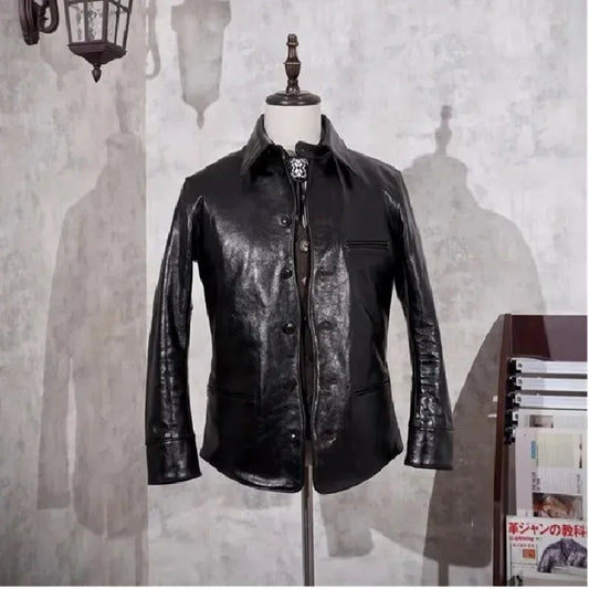 LNY!Wholesales.Japanese Luxury genuine leather jacket.Vintage style tea core horsehide coat.Men autumn quality leather wear