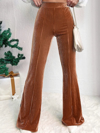 Elastic Waist Flare Leg Pants Casual Pants For Spring & Summer Women's Clothing