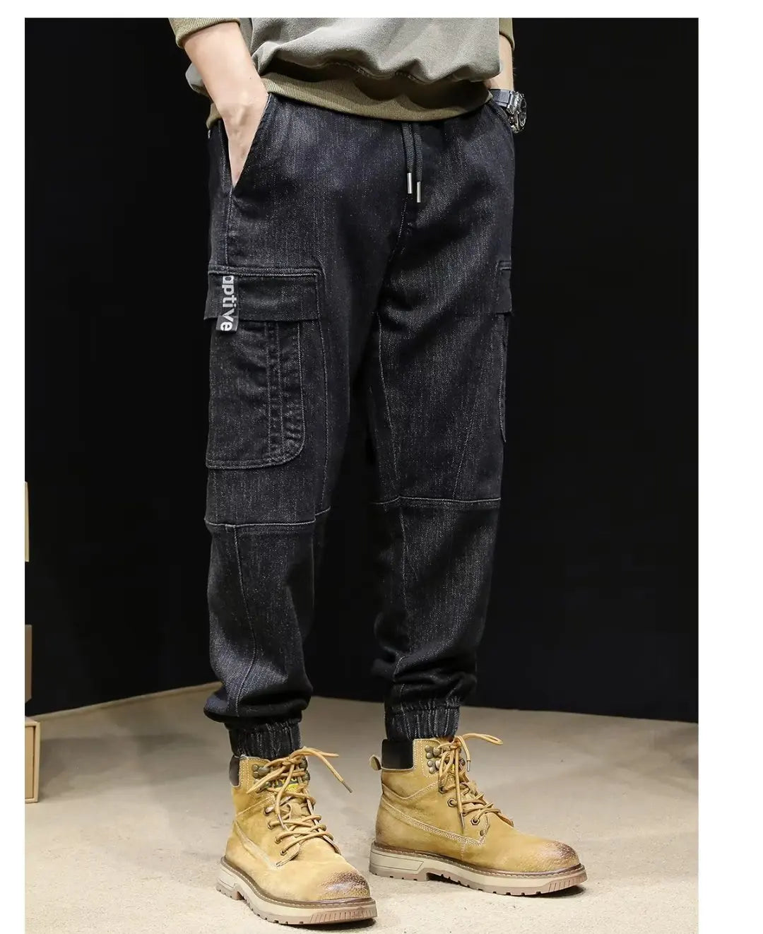 2023 New Men's Jeans Loose Fit Casual Style Vintage Cargo Pants Trendy Male Fashion Straight Blue Stretch Denim Trousers