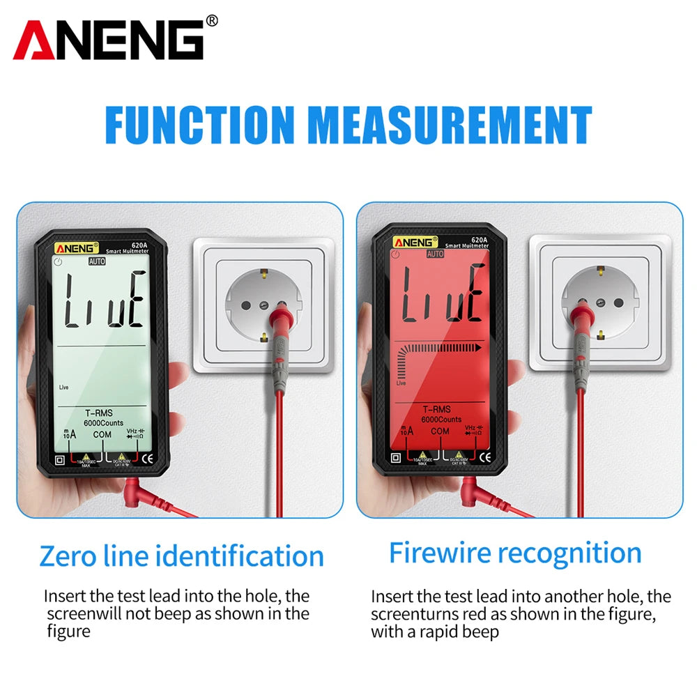 ANENG 620A 6000 Counts Digital Smart Multimeter Transistor Testers True RMS Auto Electrical Capacitance Meter Temp Resistance